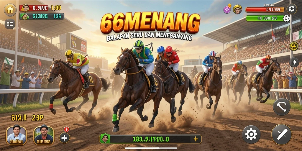 Screenshot gameplay 66MENANG menampilkan balapan yang mendebarkan.