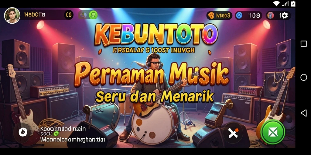 Screenshot KEBUNTOTO menampilkan gameplay musik yang seru dan interaktif.