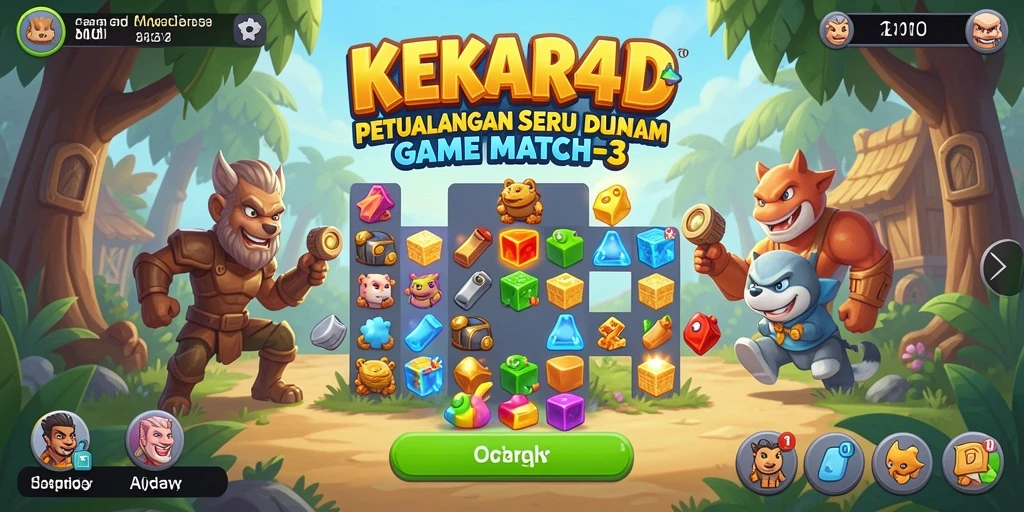 Tampilan gameplay KEKAR4D yang penuh warna dalam genre Match-3.