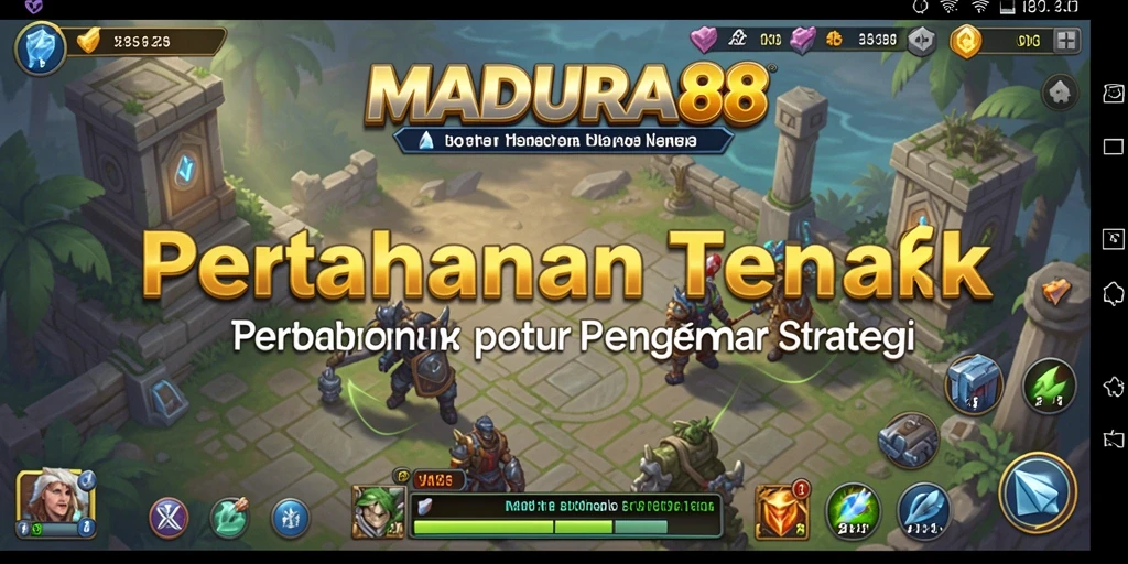 Tangkapan layar gameplay MADURA88 dengan menara beraksi melawan gelombang musuh.