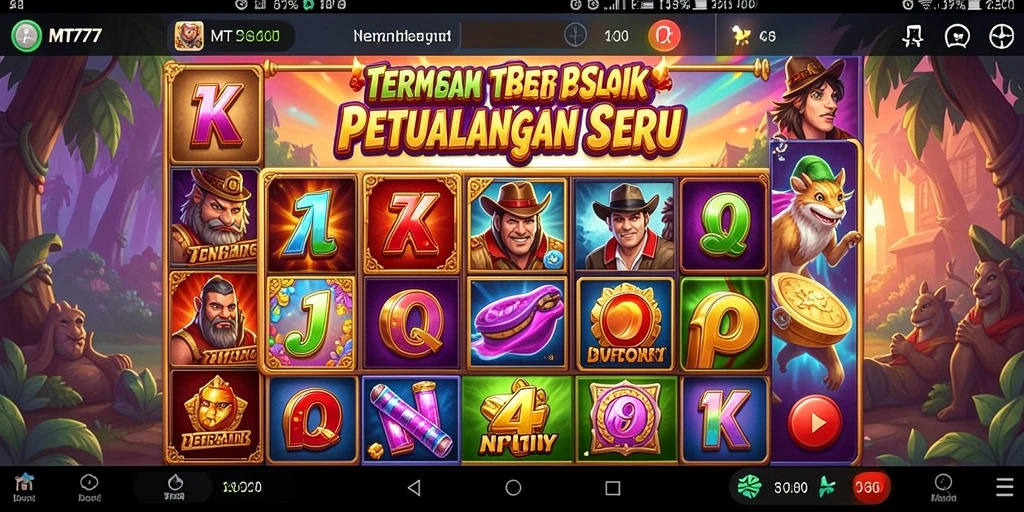 Screenshot gameplay MT777 yang menunjukkan putaran slot penuh warna.
