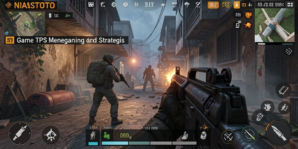 Tampilan gameplay seru NIASTOTO dalam pertempuran TPS.
