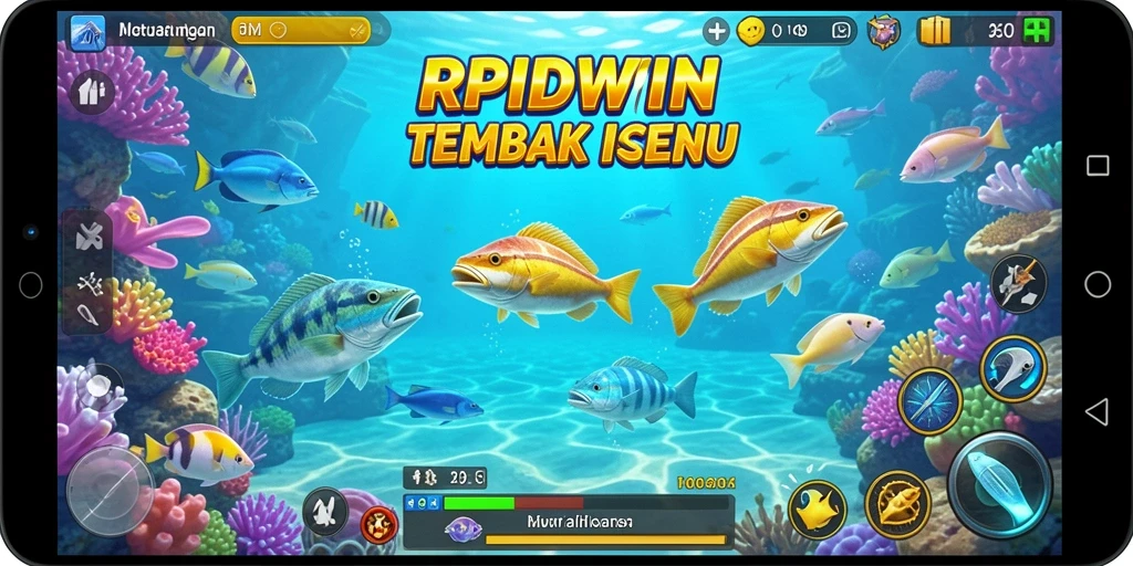 Screenshot gameplay RPIDWIN yang menampilkan aksi seru menembak ikan.