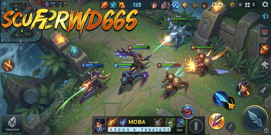 Screenshot gameplay menampilkan aksi seru dalam game MOBA.