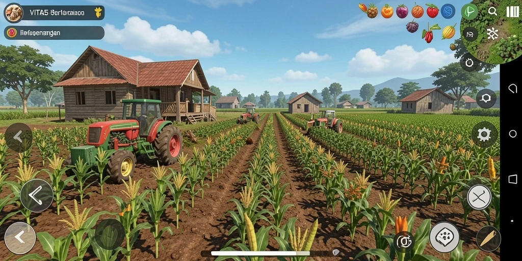Screenshot VITA555 menampilkan aktivitas peternakan yang seru dan berwarna.